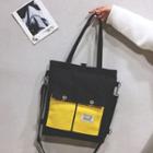Front Pocket Canvas Shopper Bag With Shoulder Strap
