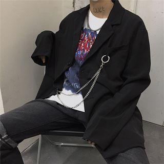 Chained Single-breasted Blazer / Straight-fit Dress Pants