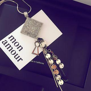 Rhinestone Diamond-shaped Long Necklace