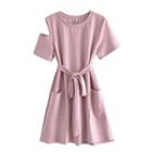 Cutout Tie-waist Mini A-line Dress