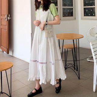 Ruffle Trim Strappy Midi Dress Off-white - One Size
