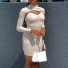 Set: Spaghetti Strap V-neck Mini Bodycon Dress + Shrug