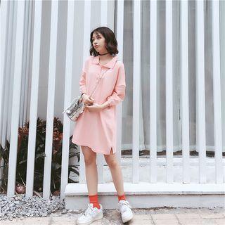 Long-sleeve Mini Knit Polo Dress