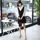 Tall Size Shoulder-strap Mini Dress & Shirt Set