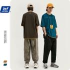 Unisex Colorblock Mock Two-piece Loose T-shirt