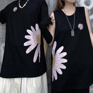 Couple Matching Short Sleeve Print T-shirt / Tank Top