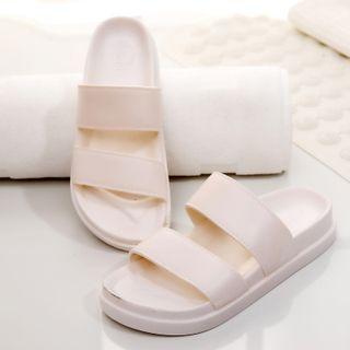 Plain Faux-leather Platform Slide Sandals