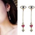 Rhinestone Eye & Heart Dangle Earring As Shown In Figure - One Size