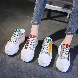 Platform Paneled Sneaker Mules