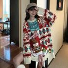Color Block Christmas Graphic Sweater