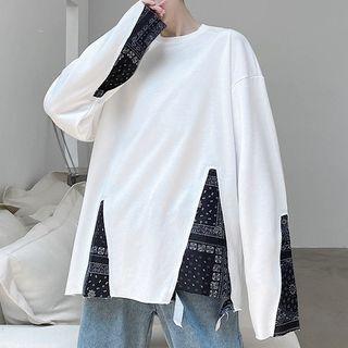 Printed Panel Loose-fit Long-sleeve T-shirt