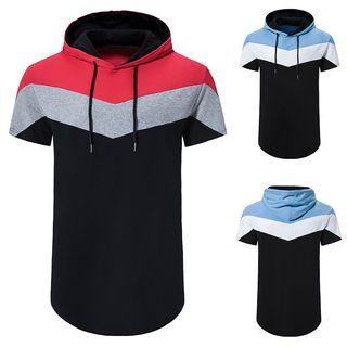 Short-sleeve Color Bock Hoodie