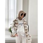 Plus Size Checked Sherpa-fleece Zip-up Vest