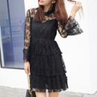 Bell-sleeve Layered Lace Dress