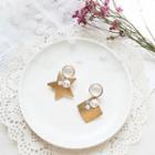 Faux Pearl Star / Square Dangle Earring