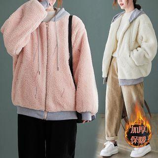 Hooded Faux Shearing Zip Jacket