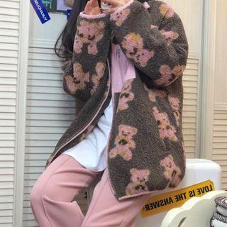 Printed Fleece Zip Jacket / Wide-leg Pants