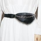 Faux Leather Chain Belt Bag Black - One Size