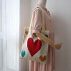 Heart Pattern Knit Tote Bag