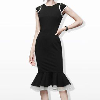 Cap-sleeve Midi Mermaid Sheath Dress