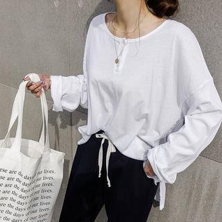Oversized Monotone Henley White - One Size