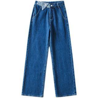 Two-tone Panel Wide Leg Jeans