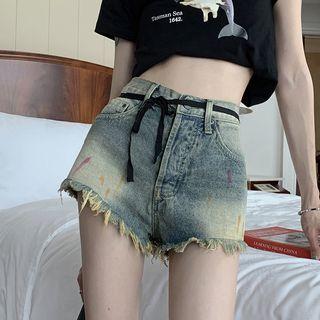 High-waist A-line Mini Denim Shorts