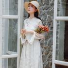 Embroidered Long-sleeve Lace Dress