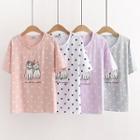 Short-sleeve Dotted Printed T-shirt