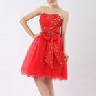 Embellished Bow Strapless Mini Prom Dress