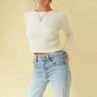 Ribbed Knit Top White - One Size