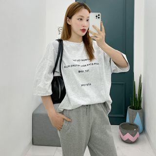 Letter Boxy Longline T-shirt
