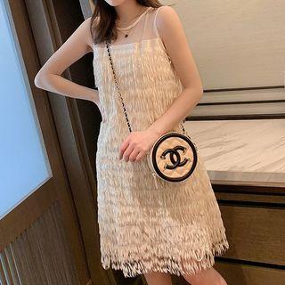 Sleeveless Fringe Shift Dress