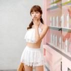 Set: Lace Bikini Top + Swim Skirt + Cover-up