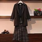 Double Breasted Blazer / Tiered Midi Skirt