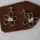Flower Faux Pearl Alloy Earring 1149 - 1 Pair - Gold - One Size
