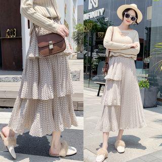 Dotted Midi Tired Skirt
