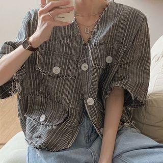 Short-sleeve Striped Jacket