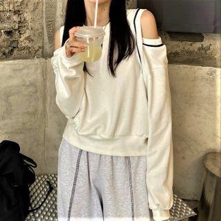 Cut Out Sweatshirt White - One Size