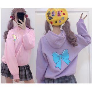 Crescent Moon Print Hoodie