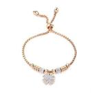 Fashion Plated Rose Gold Four-leafed Clover Bead 316l Stainless Steel Bracelet With Cubic Zirconia Rose Gold - One Size