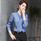 Long-sleeve Tie-neck Blouse / Dress Pants