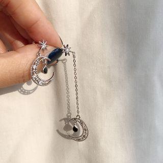 925 Sterling Silver Moon Earring E197 - Moon Earring - Silver - One Size