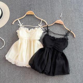 Bow Detail Chiffon Cropped Camisole Top