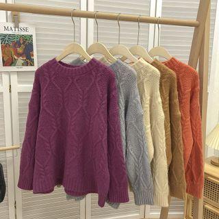 Round-neck Linen Twist Long-sleeve Knit Sweater