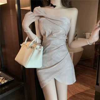 One-sleeve Wrapped Mini Dress