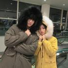 Couple Matching Furry-lined Hooded Padded Coat