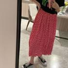 Pleated Midi Skirt Red - One Size