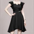 Cap-sleeve Irregular A-line Dress