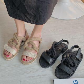 Faux Leather Adhesive Strap Sandals
